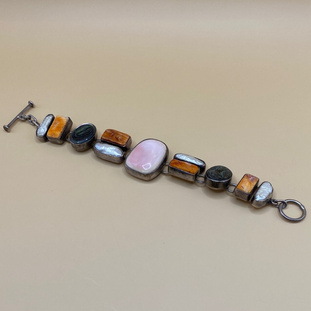 Multicolor Stone Bracelet with Sterling Silver Accents
